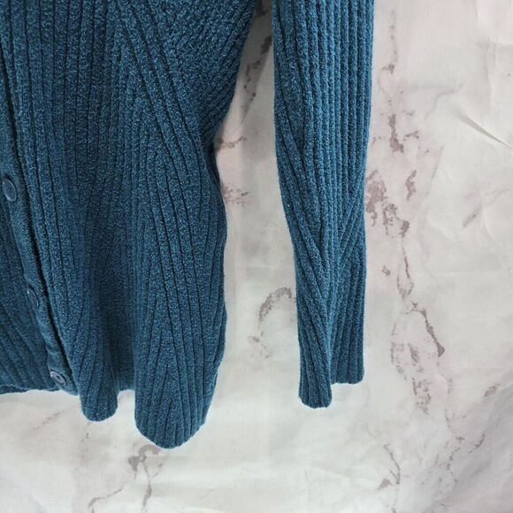 CAbi Cardigan Womens Medium Blue Sweater Deco 5016 Knit Button Up V Neck - Picture 4 of 9